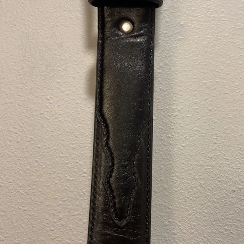 Womans black leather belt